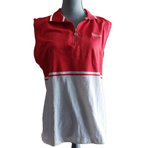 Wilson Tennis Shirt Collared RED White Sleeveless Half Zip Women’s Size L NEW